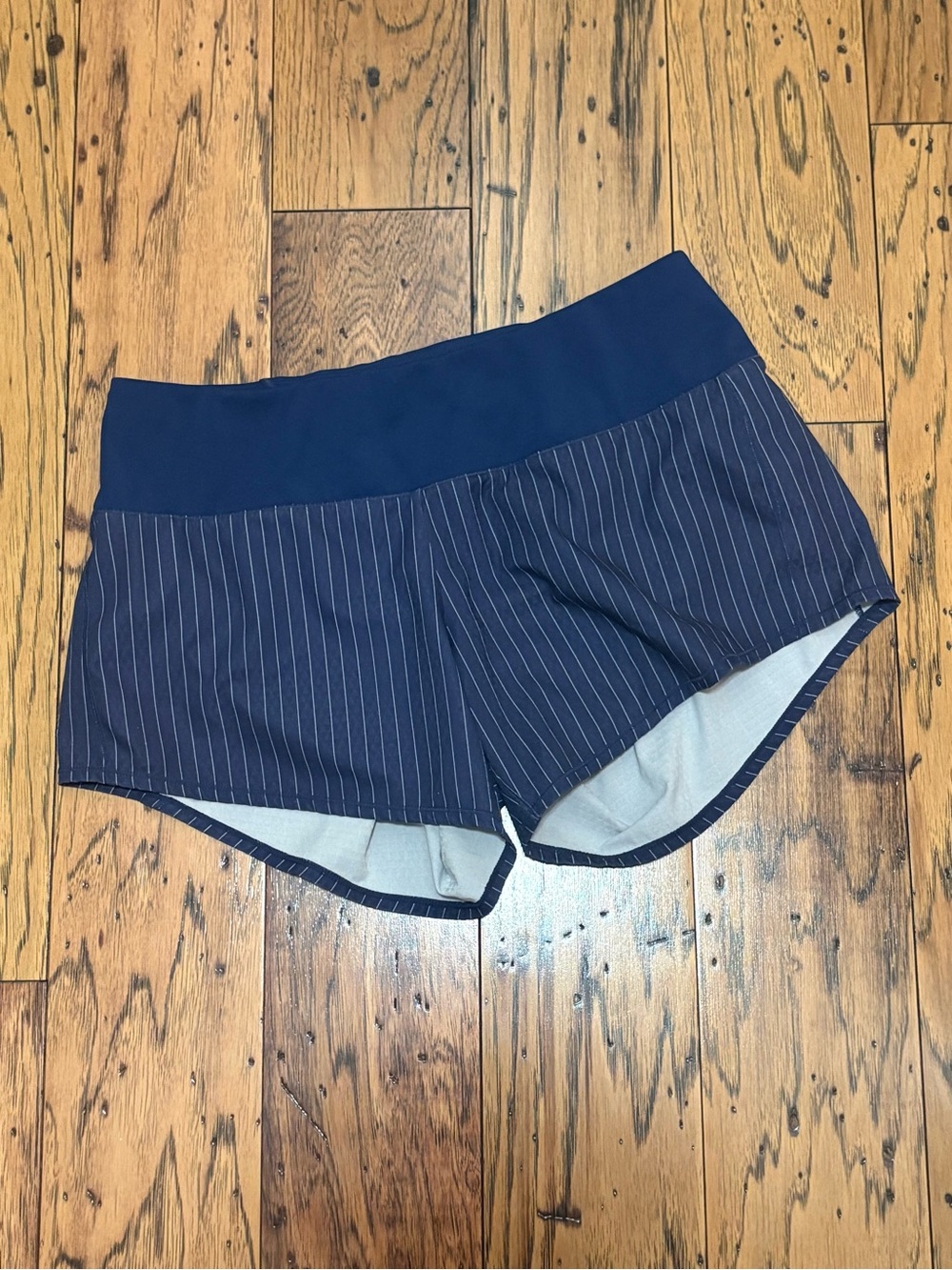 Oiselle Navy Pinstripe Women’s Athletic Shorts